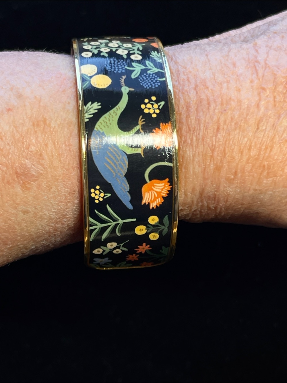 “Menagerie” Gold Plated Enameled Cuff Bracelet by Ruffle Paper Co. - Picture 3 of 6